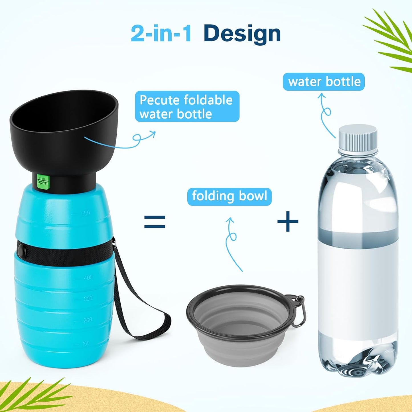 Botella de agua plegable para mascotas
