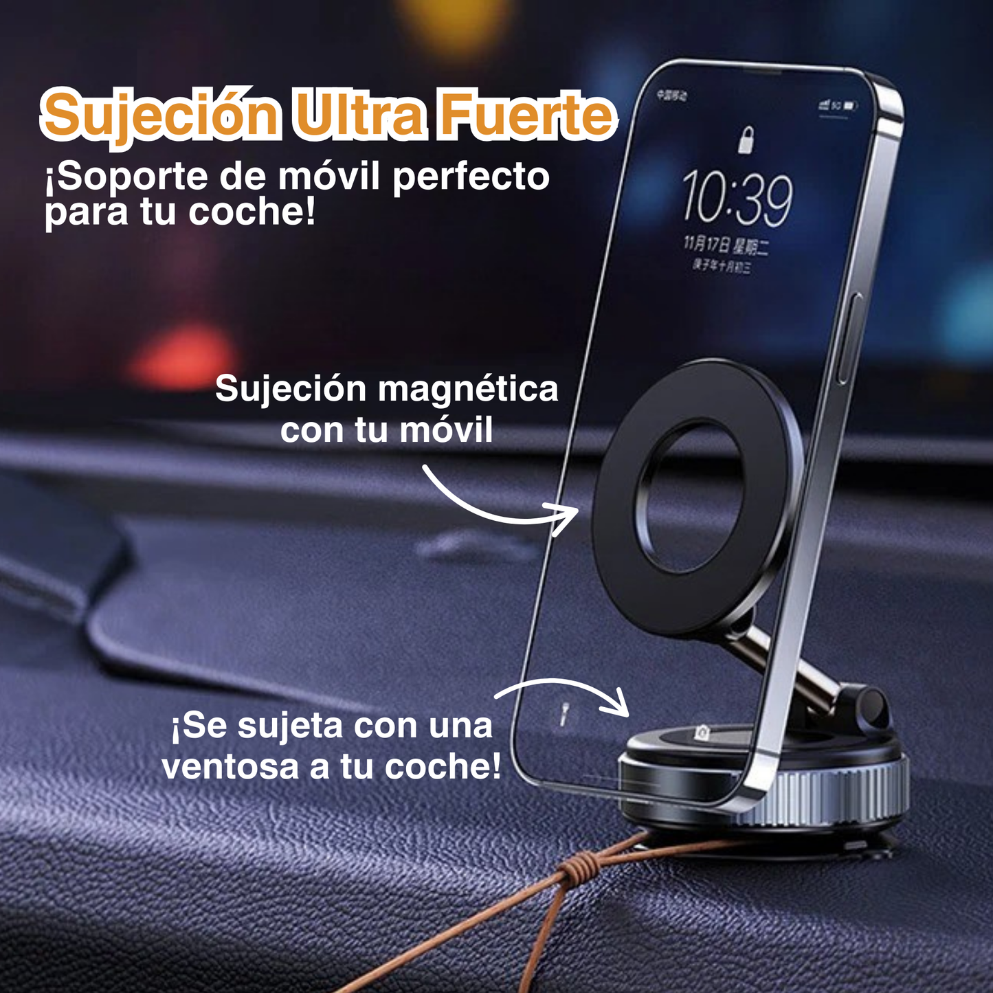 Soporte Magnético con Succión al Vacío 🚙