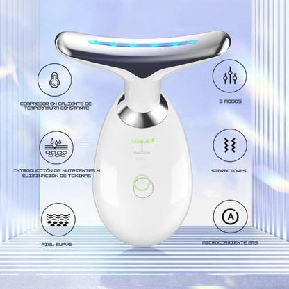 Masajeador facial lifting EMS- Dispositivo Facial de Limpieza con 3 Luces LED
