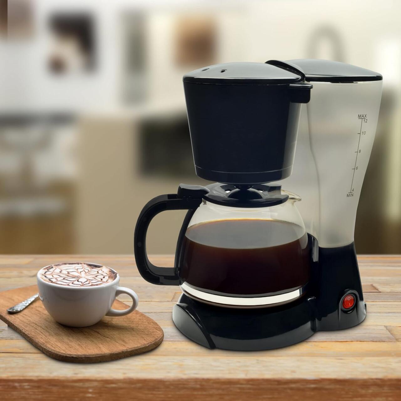 Cafetera Goteo 12 Tazas 900 W Filtro Extraíble Jarra De Cristal Capacidad 1,2L